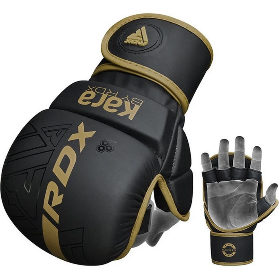 Рукавиці для ММА F6 KARA Matte RDX Inc Limited GSR-F6MGL-L/XL+ Golden, L/XL (капа у комплекті)