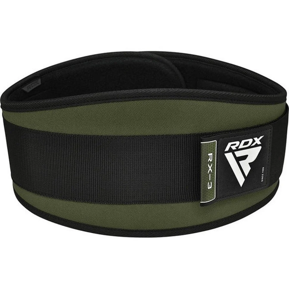 Пояс для тяжелой атлетики RX3 EVA Curve RDX Inc Limited WBE-RX3AG-L, неопреновый, Army Green, L