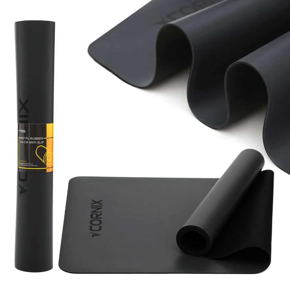 Килимок спортивний для йоги та фітнесу Cornix XR-0317 Black 183 x 68 x 0.4 см