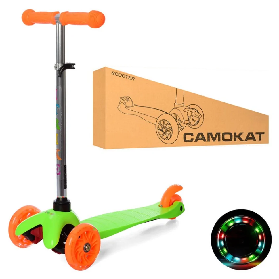 Детский самокат iTrike BB 3-013-4-C-GR MINI светящиеся колеса