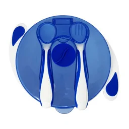 Тарелка на присоске с ложкой и вилкой Mega Zayka MGZ-0109(Blue) 350 мл Тарелка на присоске с ложкой и вилкой Mega Zayka MGZ-0109(Blue) 350 мл