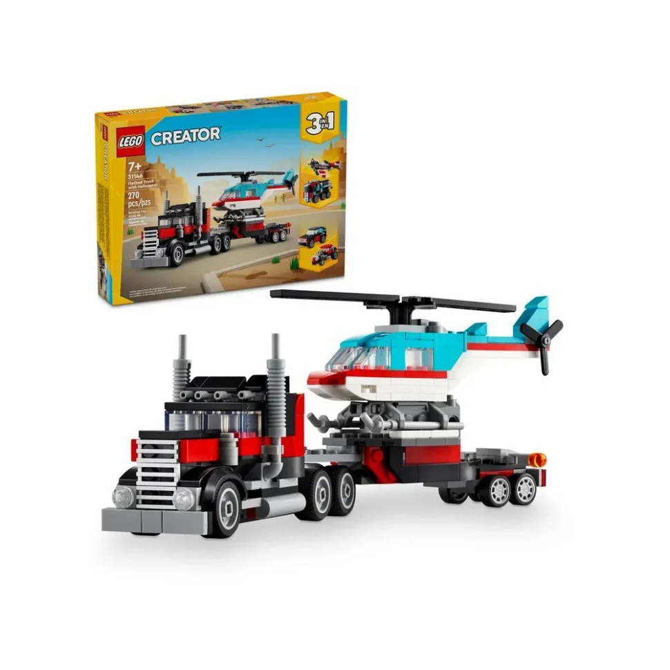 Конструктор Бортовой грузовик с вертолетом LEGO 31146, 270 деталей