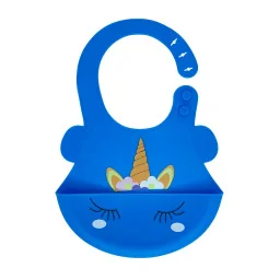 Слюнявчик силиконовый "Единорог" Mega Zayka MGZ-0615(Blue) с карманом Слюнявчик силиконовый "Единорог" Mega Zayka MGZ-0615(Blue) с карманом