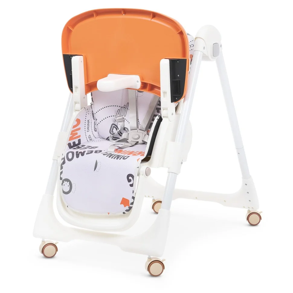Стільчик для годування Bambi M 5673-7, 5-ти точковий, екошкіра, помаранчевий