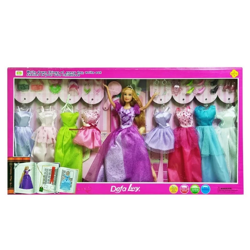 Детская кукла с нарядами DEFA Bambi 8266(Violet) платья 8 шт