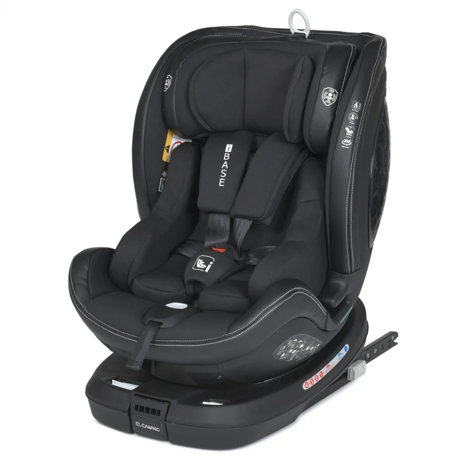 Дитяче автокрісло El Camino ME 1109 i-BASE Jet Black, i-SIZE R129, фаза 1,2 (зріст дитини 40-150см)