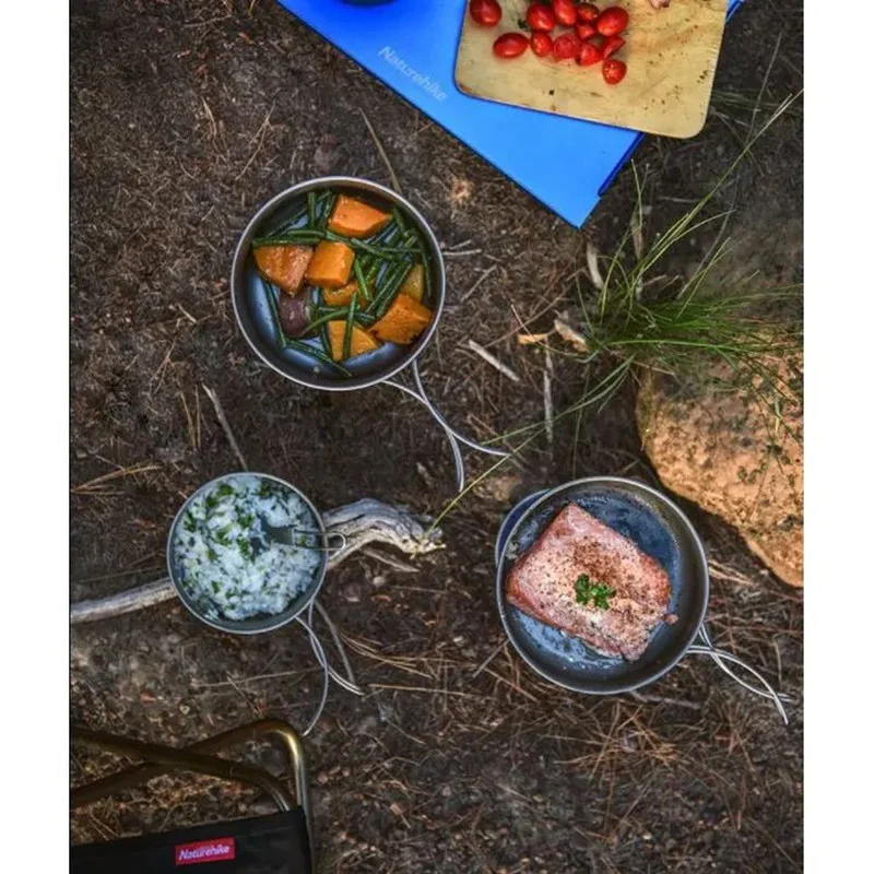 Каструля титанова зі складною ручкою NH18T202-B Naturehike 6927595733561, 1300 мл