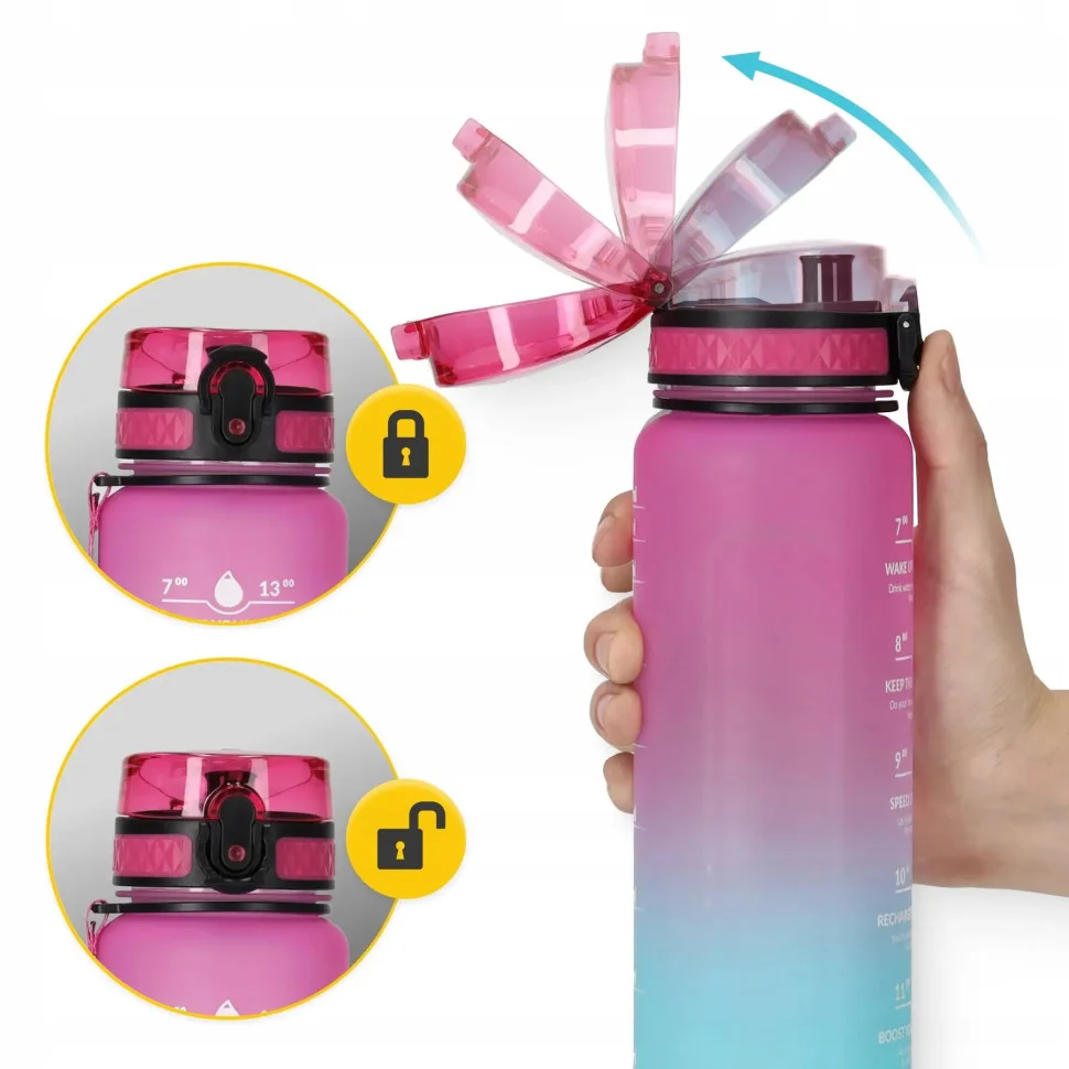 Спортивная бутылка для воды 4FIZJO 4FJ0630 Pink/Sky Blue 1000 мл