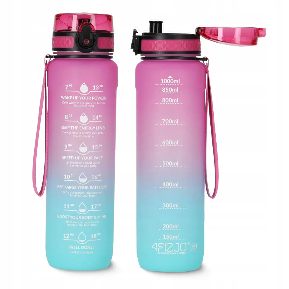 Спортивная бутылка для воды 4FIZJO 4FJ0630 Pink/Sky Blue 1000 мл