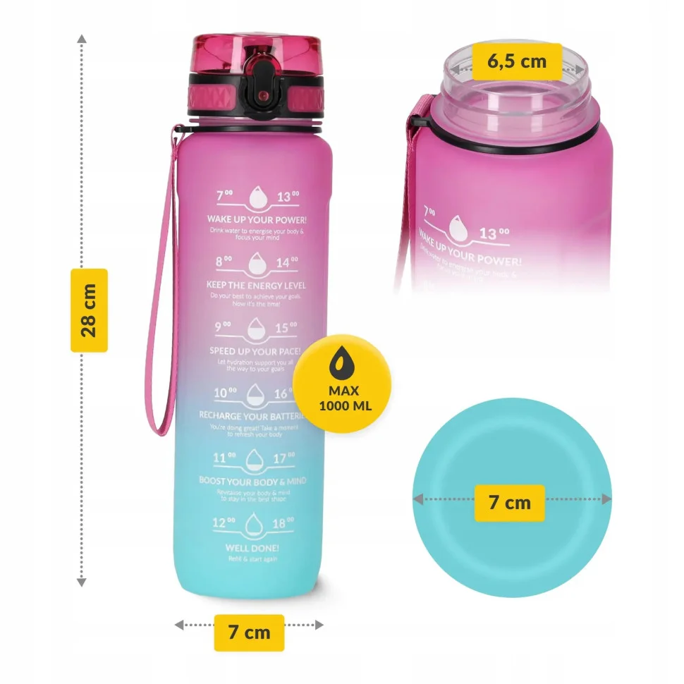 Спортивная бутылка для воды 4FIZJO 4FJ0630 Pink/Sky Blue 1000 мл