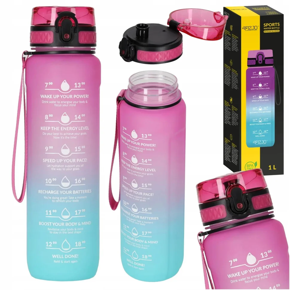 Спортивная бутылка для воды 4FIZJO 4FJ0630 Pink/Sky Blue 1000 мл