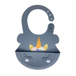 Слюнявчик силиконовый "Единорог" Mega Zayka MGZ-0615(Grey) с карманом Слюнявчик силиконовый "Единорог" Mega Zayka MGZ-0615(Grey) с карманом