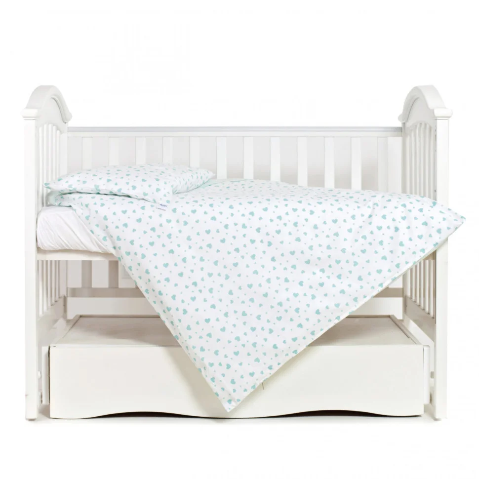 Постельный комплект белья в кроватку Сердечки Romantic Twins 3024-R-004, 3 элемента