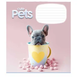 Зошит учнівський "Cute pets" Школярик 012-3253K-5 в клітинку, 12 аркушів