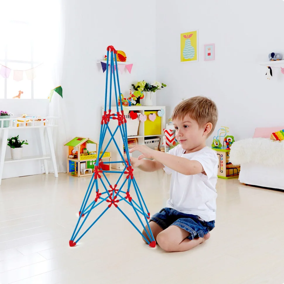 Конструктор Flexistix Эйфелева башня Hape E5563, 62 детали, бамбуковый