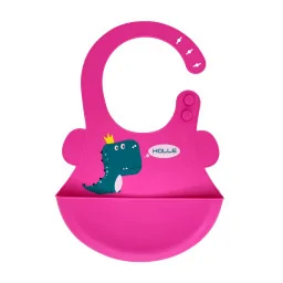 Слюнявчик силиконовый "Дино" Mega Zayka MGZ-0616(Pink) с карманом Слюнявчик силиконовый "Дино" Mega Zayka MGZ-0616(Pink) с карманом