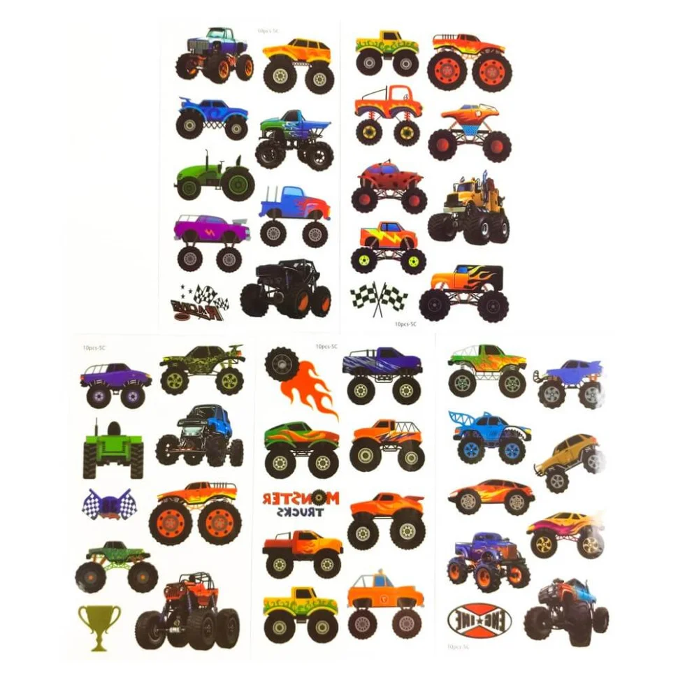 Набір дитячих тимчасових тату «Колеса-монстри №2» Fresh Tattoo set-5-kids-tatto-cars-2
