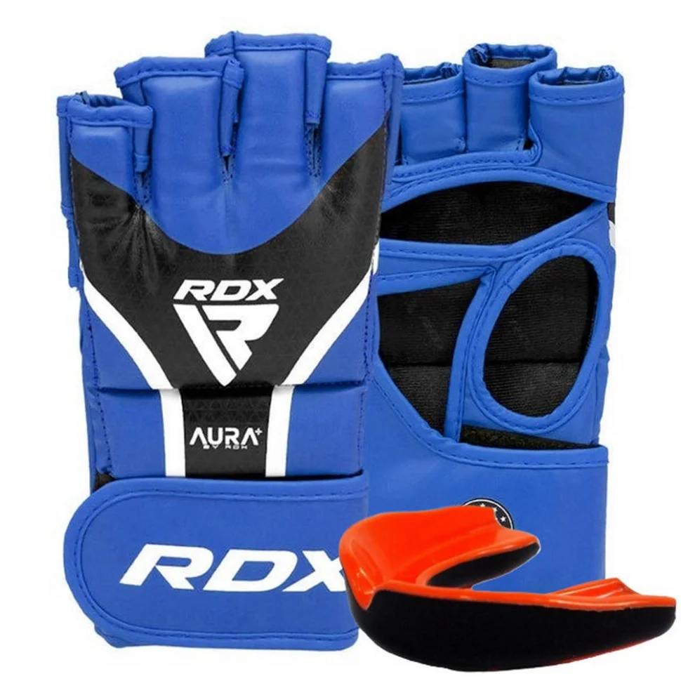 Перчатки для ММА AURA PLUS T-17 RDX Inc Limited GGR-T17UB-M+ Blue/Black, M (капа в комплекте)