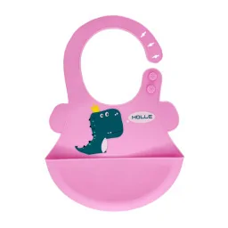 Слюнявчик силиконовый "Дино" Mega Zayka MGZ-0616(Soft-Pink) с карманом Слюнявчик силиконовый "Дино" Mega Zayka MGZ-0616(Soft-Pink) с карманом