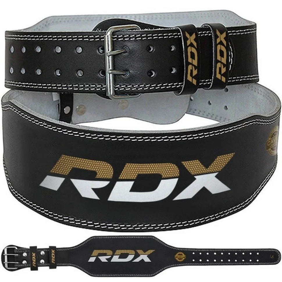 Пояс для важкої атлетики 6 RDX Inc Limited WBS-6RB-L, шкіряний, Black Gold, L