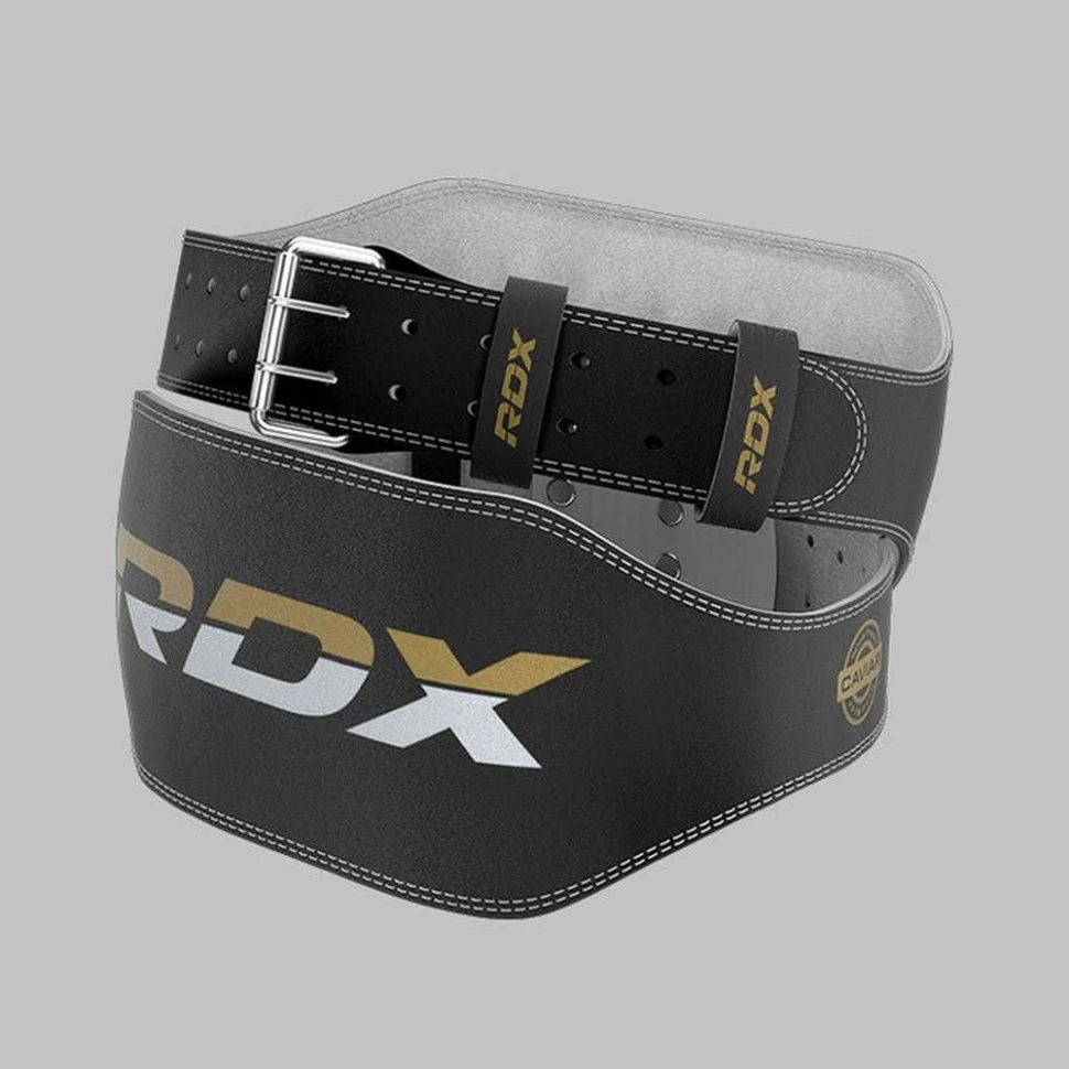 Пояс для важкої атлетики 6 RDX Inc Limited WBS-6RB-L, шкіряний, Black Gold, L