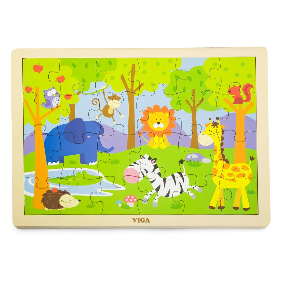 Дерев'яний пазл Звірята Viga Toys 50198, 24 елементи