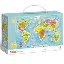 Дитячий пазл "Мапа Світу" DoDo Toys 300110/100110, 100 елементів