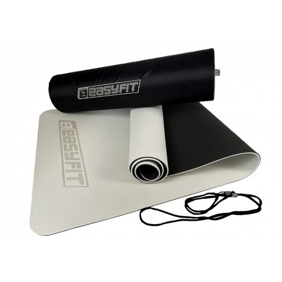 Коврик для йоги и фитнеса EasyFit EF-1924s-GYBK 6 мм, двухслойный 