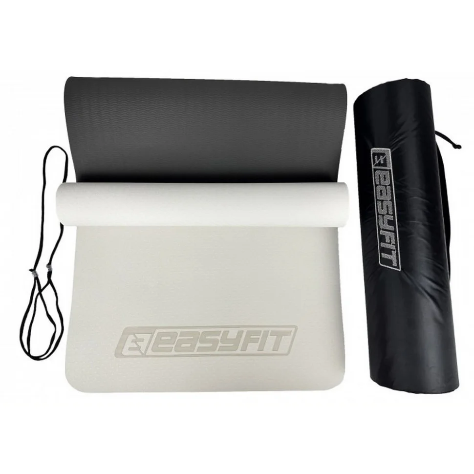 Коврик для йоги и фитнеса EasyFit EF-1924s-GYBK 6 мм, двухслойный 