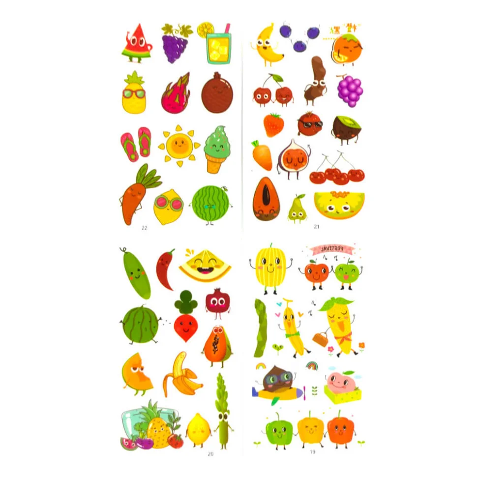Набір дитячих тимчасових тату «Овочі та фрукти» Fresh Tattoo tattoo-kids-mini-set-fruits