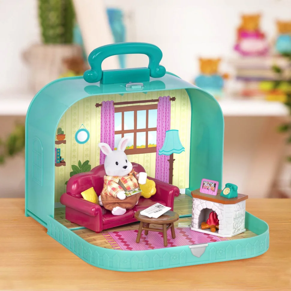 Игровой набор Li'l Woodzeez Кейс голубой (Гостиная) с аксессуарами WZ6599Z