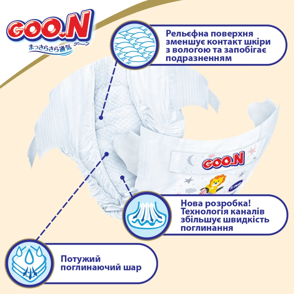 Підгузки для дітей 9-14 кг GOO.N Premium Soft 863225 розмір 4(L), 52 шт