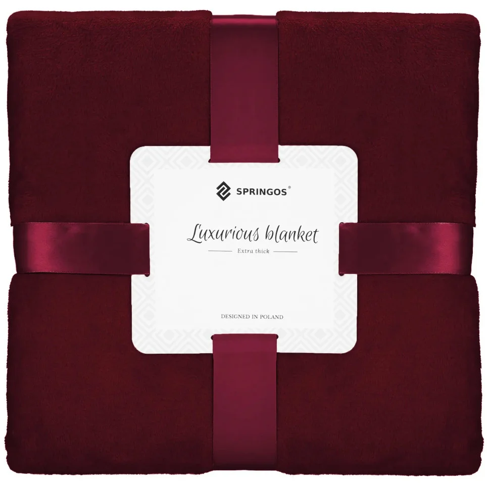 Плед-покривало Luxurious Blanket Springos HA7203 темно-червоний 150x200 см