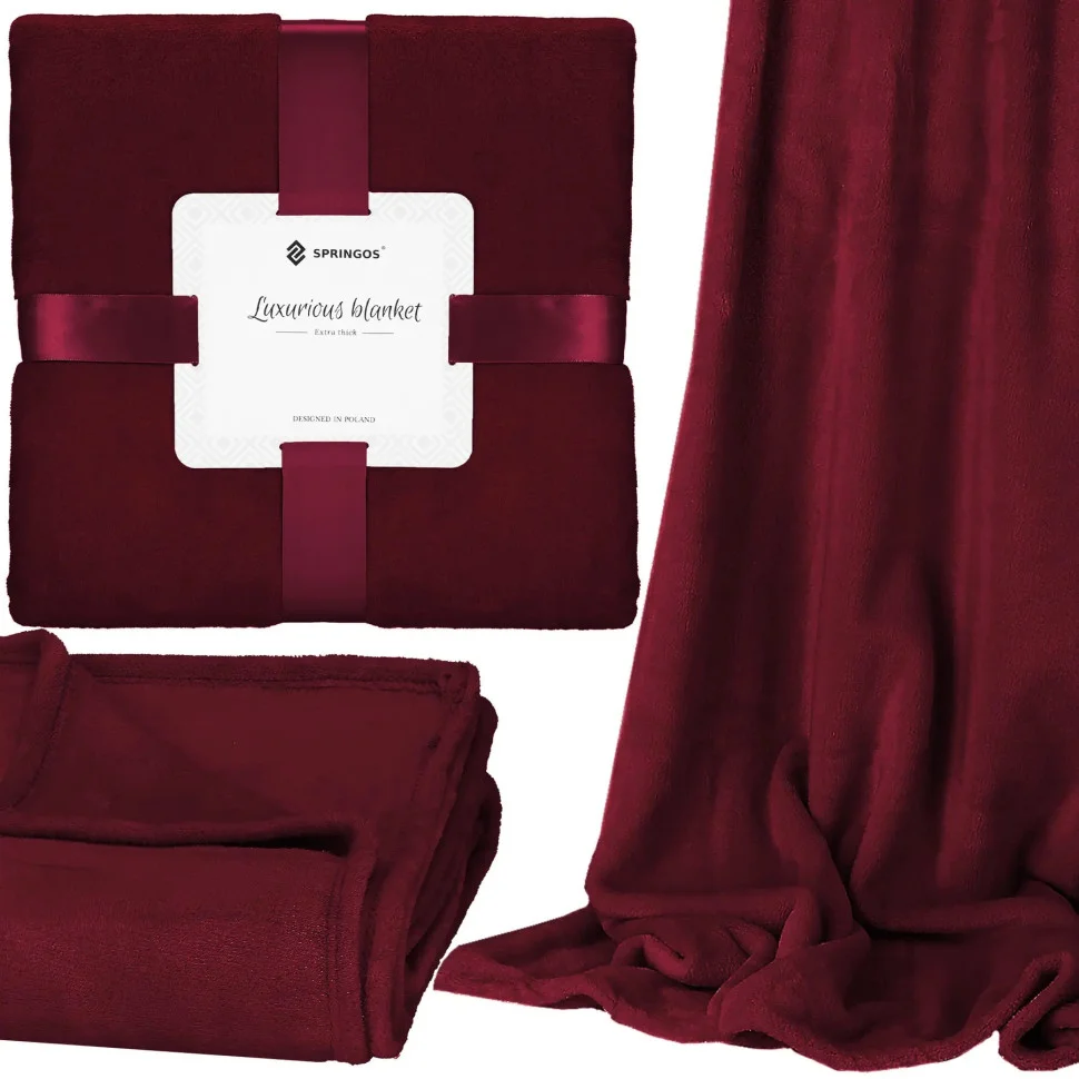 Плед-покривало Luxurious Blanket Springos HA7203 темно-червоний 150x200 см