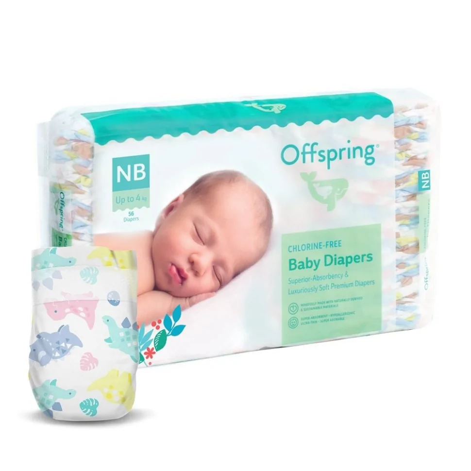 Підгузки для новонароджених до 4 кг Offspring DP-OI-FAT-NB56P-DNL розмір NB 56 штук