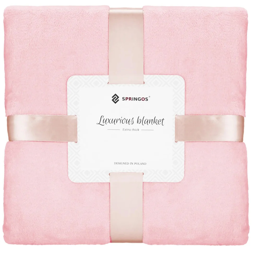 Плед-покривало Luxurious Blanket Springos HA7210 рожевий 200x220 см