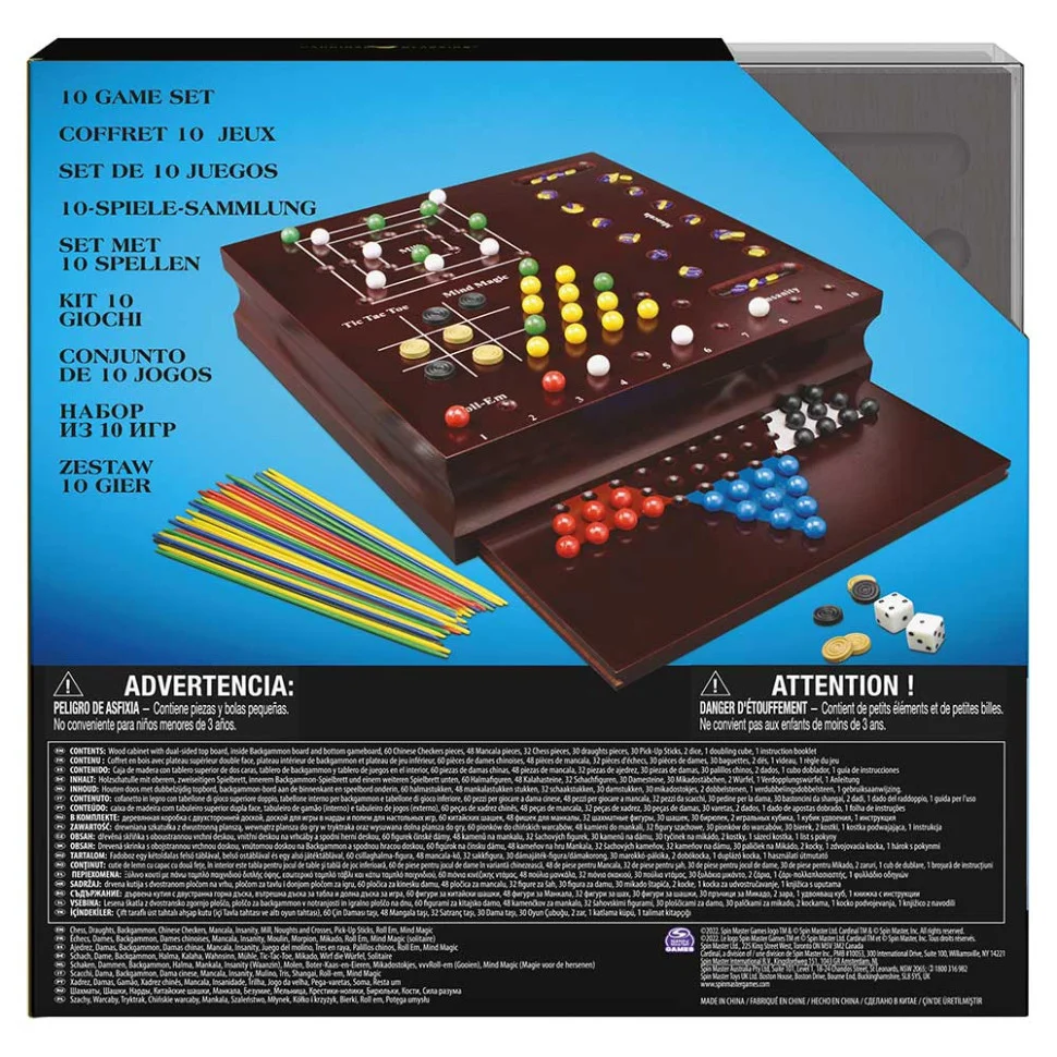 Набор из 10 классических игр Spin Master SM98376/6065366 в деревянной коробке