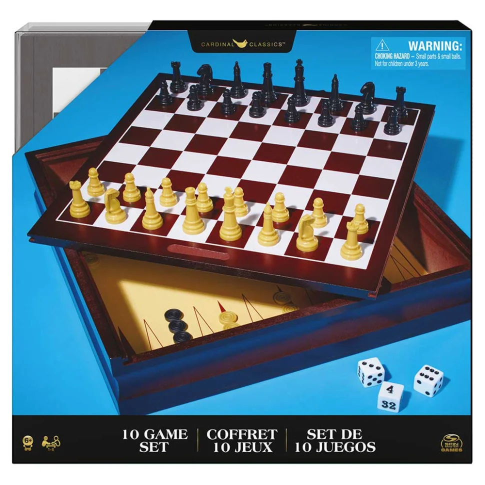 Набор из 10 классических игр Spin Master SM98376/6065366 в деревянной коробке