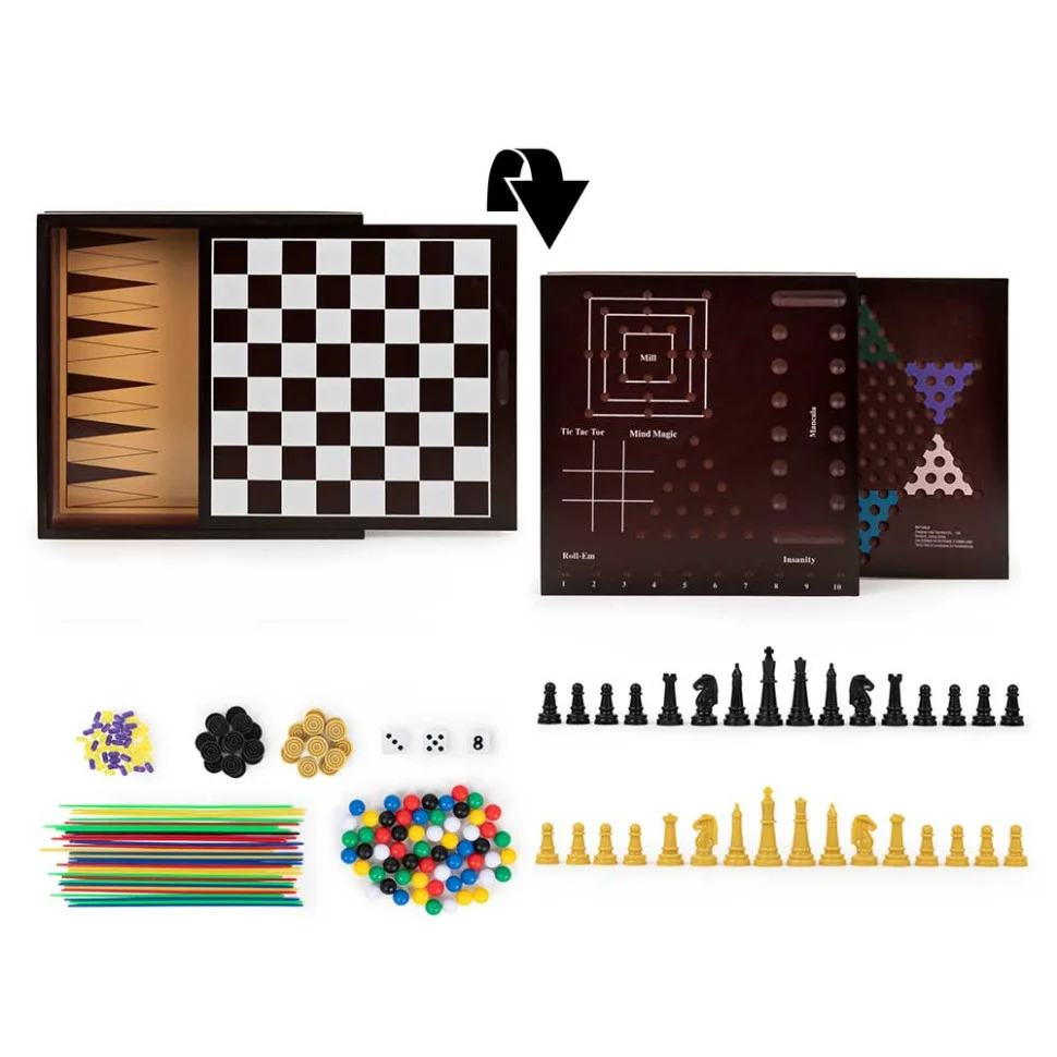 Набор из 10 классических игр Spin Master SM98376/6065366 в деревянной коробке