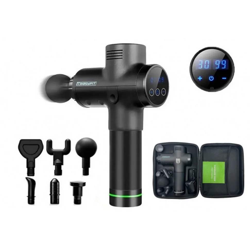 Портативний перкусійний вібромасажер для тіла Percussio EasyFit EF-2073, 6 насадок