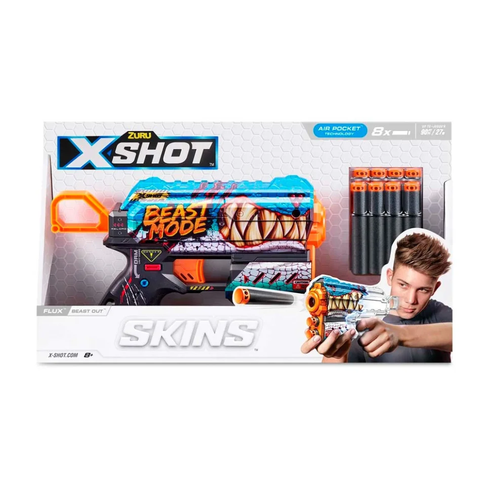 Швидкострільний бластер Skins Flux Beast Out X-Shot Zuru 36516L 8 патронів