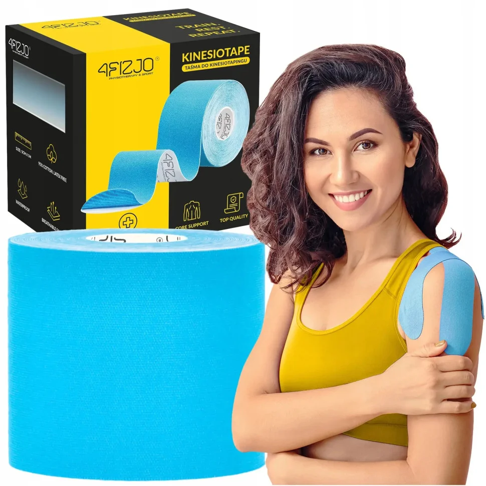 Лента кинезиологическая (кинезио тейп) 4FIZJO 4FJ0548 Sky Blue 7.5 см 5 м