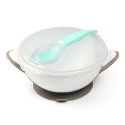 Тарелка с присоской и ложечкой BabyOno 1063/02 серый Тарелка с присоской и ложечкой BabyOno 1063/02 серый