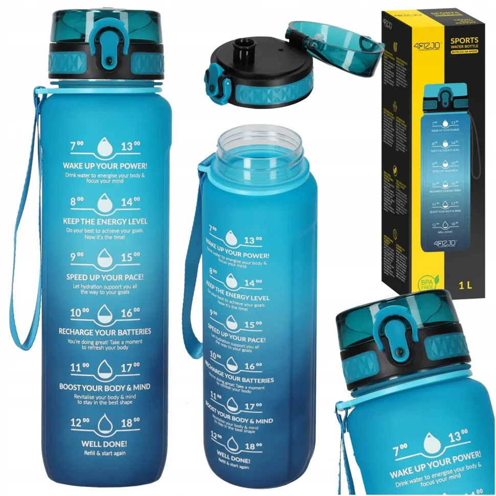 Спортивна пляшка для воды 4FIZJO 4FJ0631 Sky Blue/Blue 1000 мл