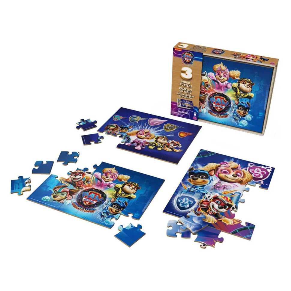 Пазл деревянный 3 в 1 «Щенячий патруль в кино 2» Spin Master SM98297/6067929, 3 картинки по 24 элемента