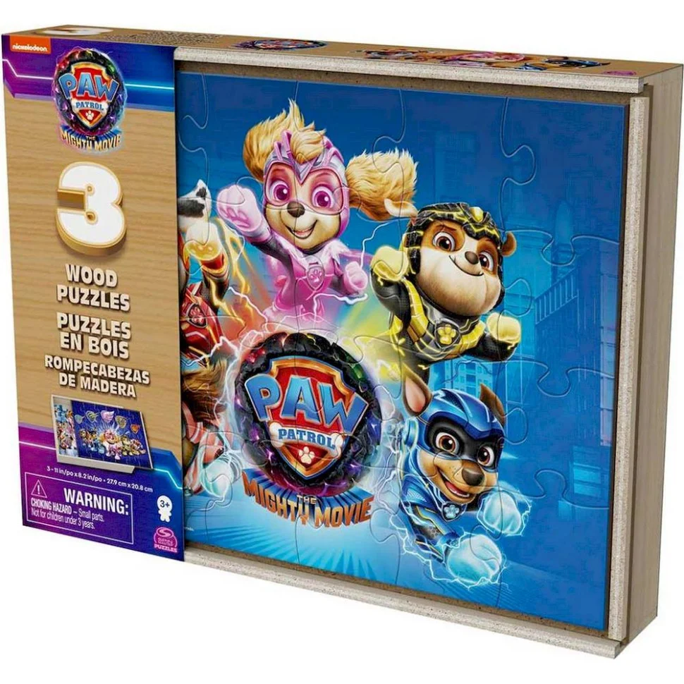 Пазл деревянный 3 в 1 «Щенячий патруль в кино 2» Spin Master SM98297/6067929, 3 картинки по 24 элемента
