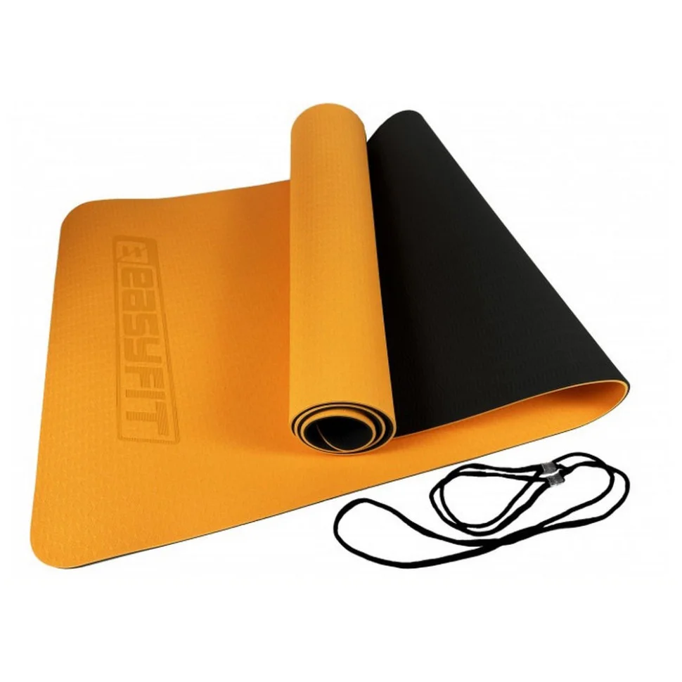 Килимок для йоги та фітнесу EasyFit EF-1924-ORB, TPE+TC 6 мм, двошаровий помаранчевий-чорний