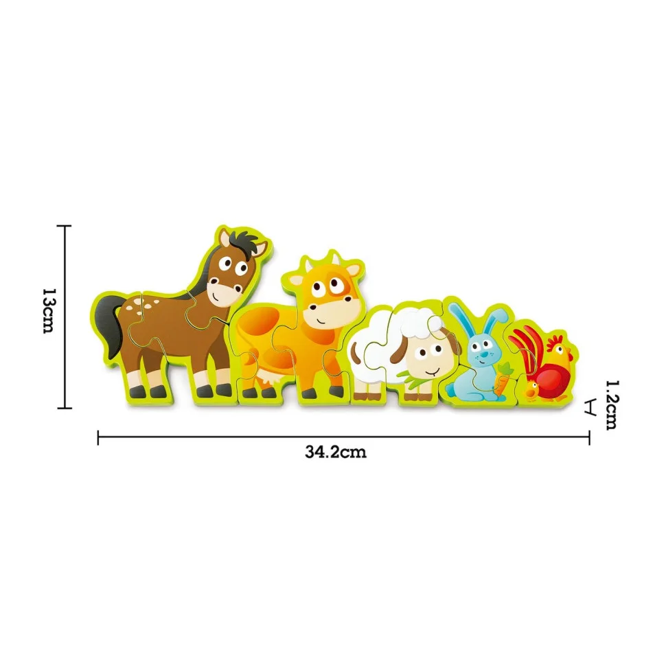 Деревянный пазл с цифрами Зверюшки на ферме Hape E1628, 10 элементов
