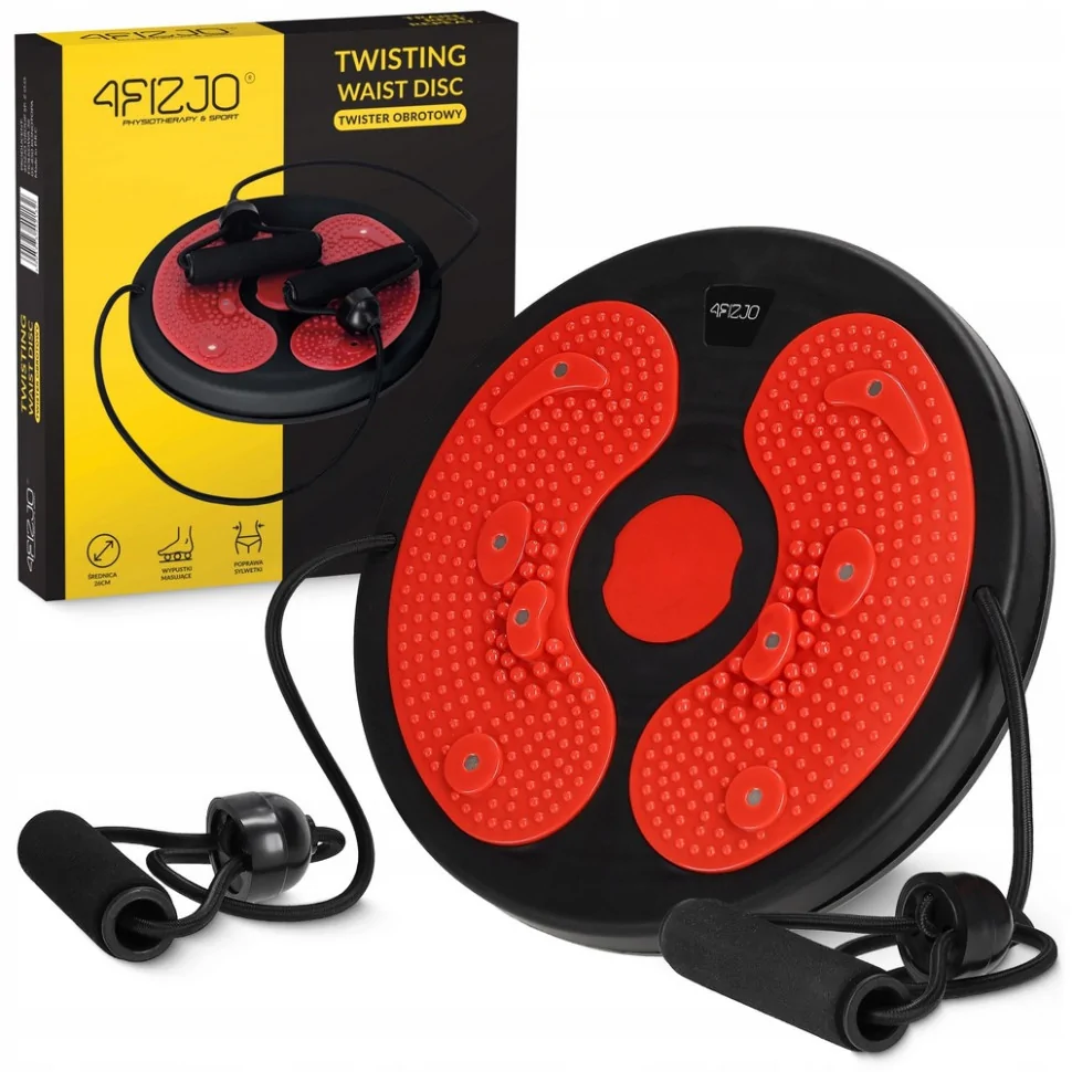 Диск здоров'я для талії Mini Twister 4FIZJO P-5905973402132 з еспандерами, Black/Red