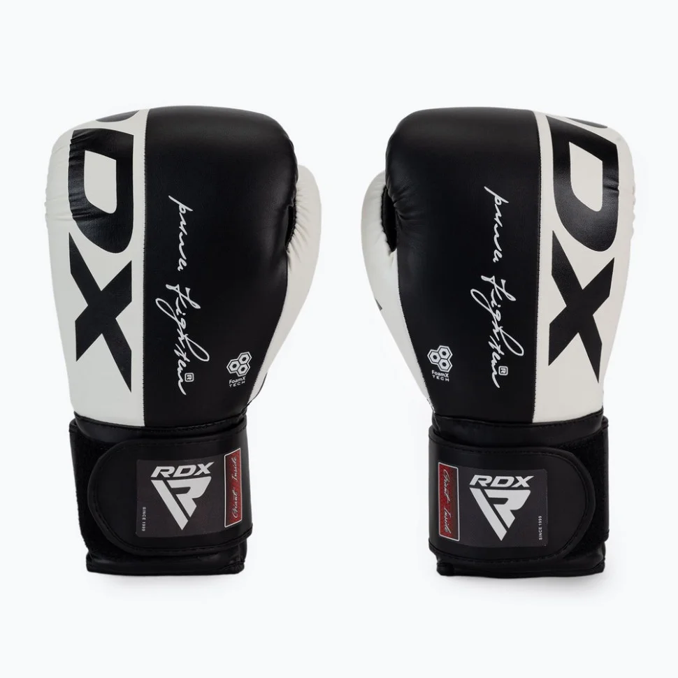 Боксерские перчатки F4 Boxing Sparring Gloves Hook & Loop RDX Inc Limited BGR-F4B-10OZ, WHITE/BLACK 10 унций